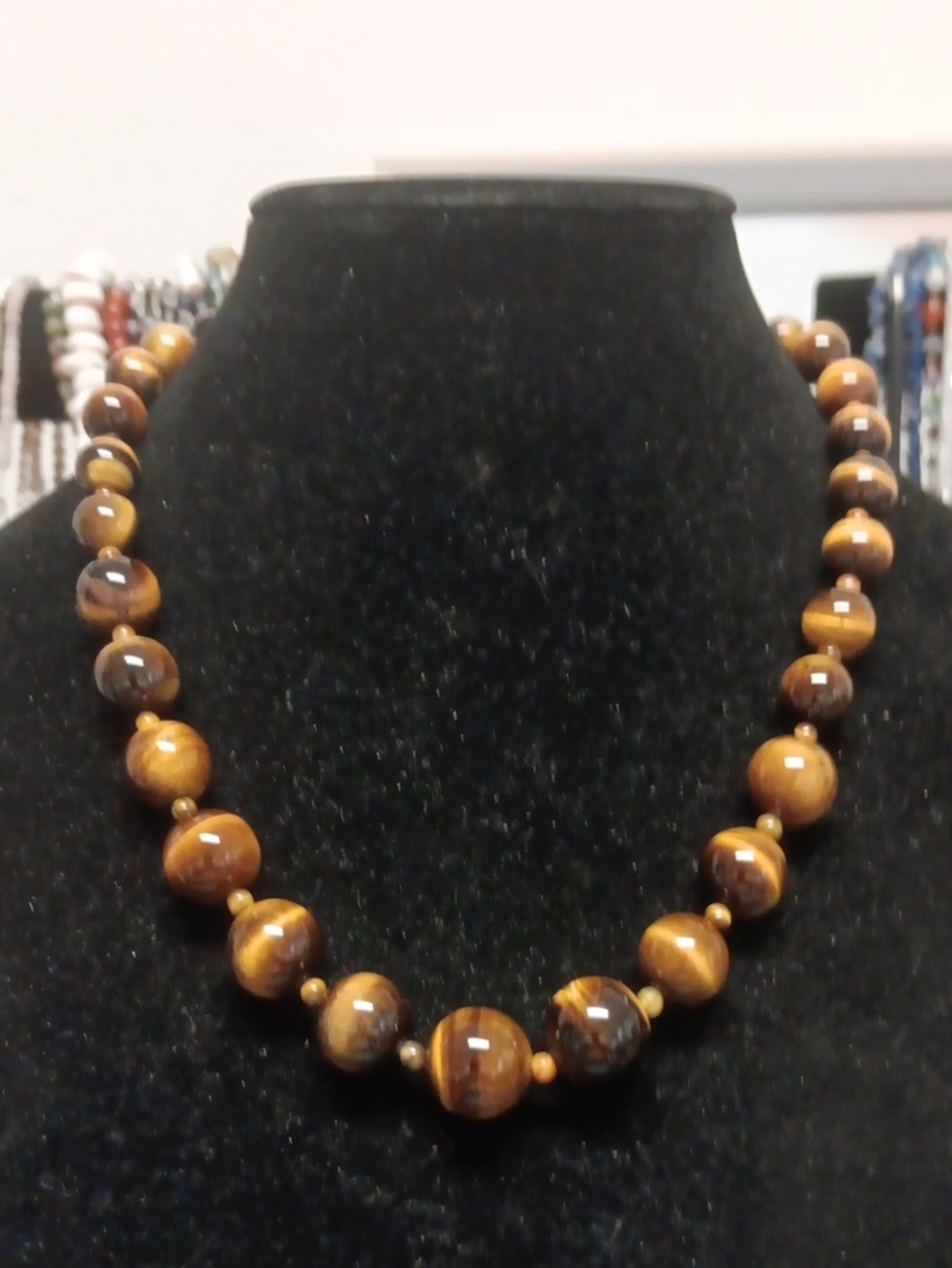 Tigers Eye 470.00 ctw Beaded Necklace in Platinum Bond 20 Inches